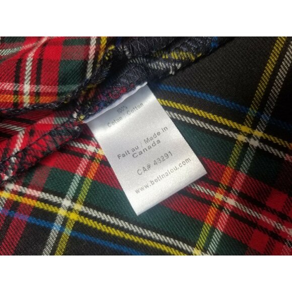 Betina Lou Red Tartan Plaid Flannel Shirt Dress Size Medium Belted Short Sleeve - Picture 6 of 7